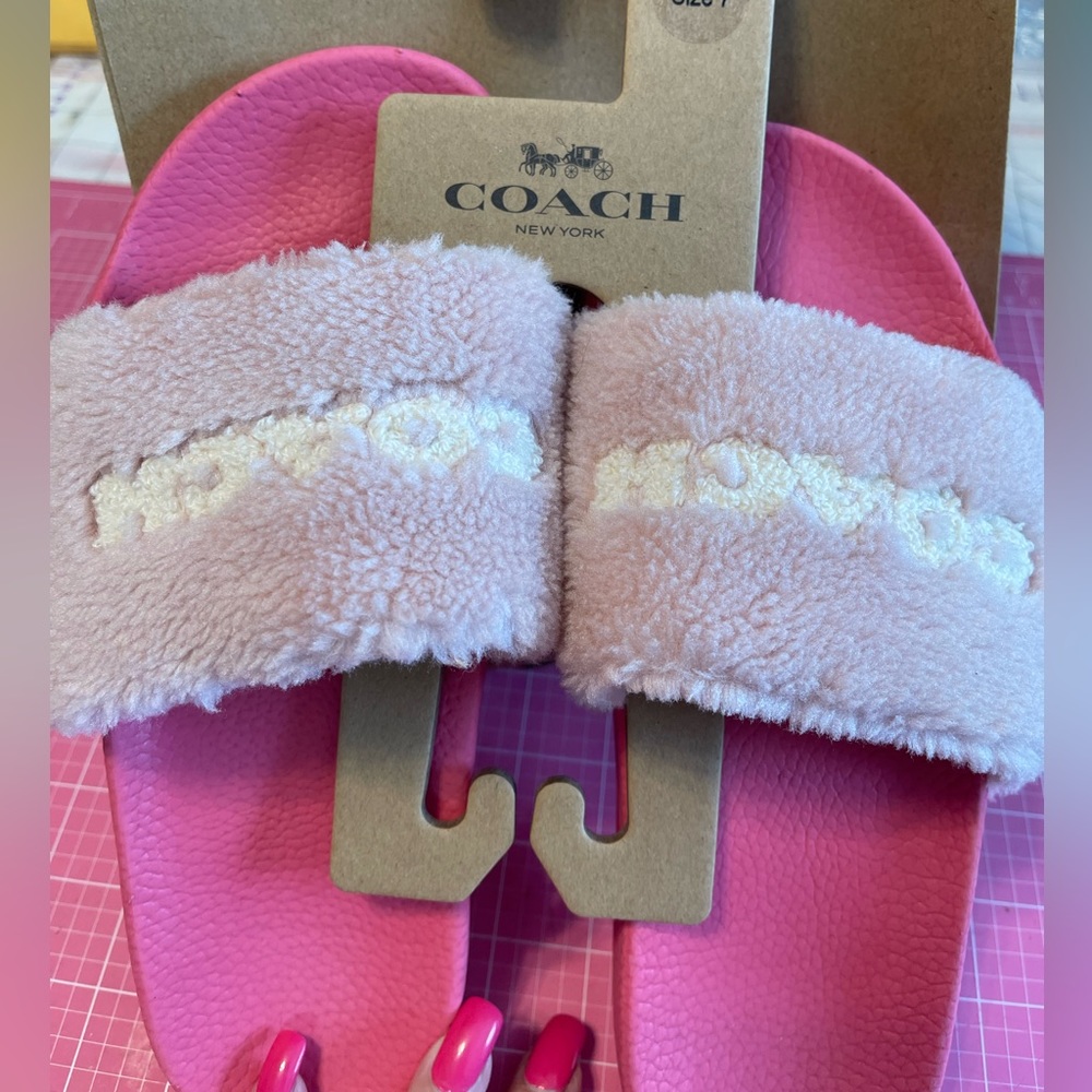 Brand new with tags coach sport slides pink size 7 still in the bag